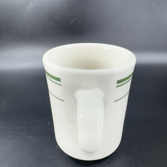 TUXTON 9oz Ceramic Restaurant Grade Diner Coffee Cup Mug Green Stripes Set 3 VTG - Picture 9 of 16